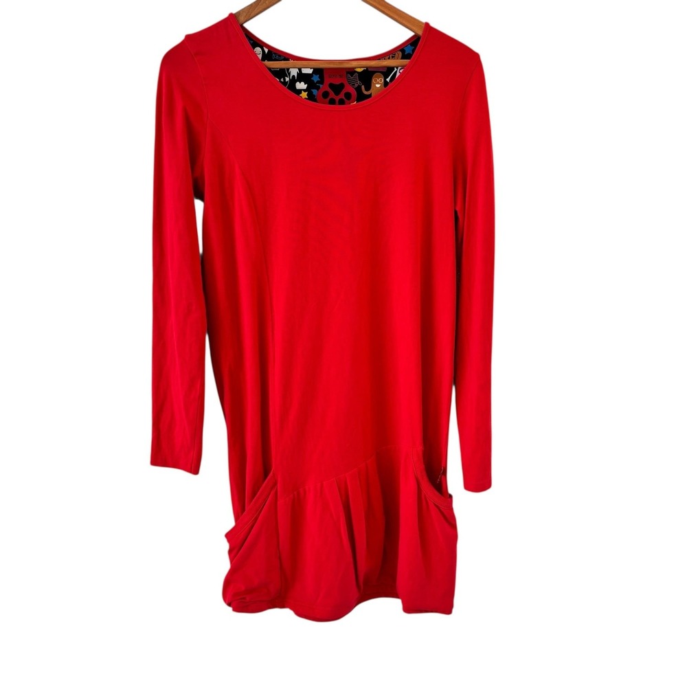 Azona a02 Tunic Pocket Dress Womens Size L Cat Paw Print Jersey Twee Kidcore